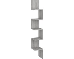vidaXL - Hoekwandschap - 20x20x127,5 - cm - bewerkt - hout - grijs - sonoma - eiken