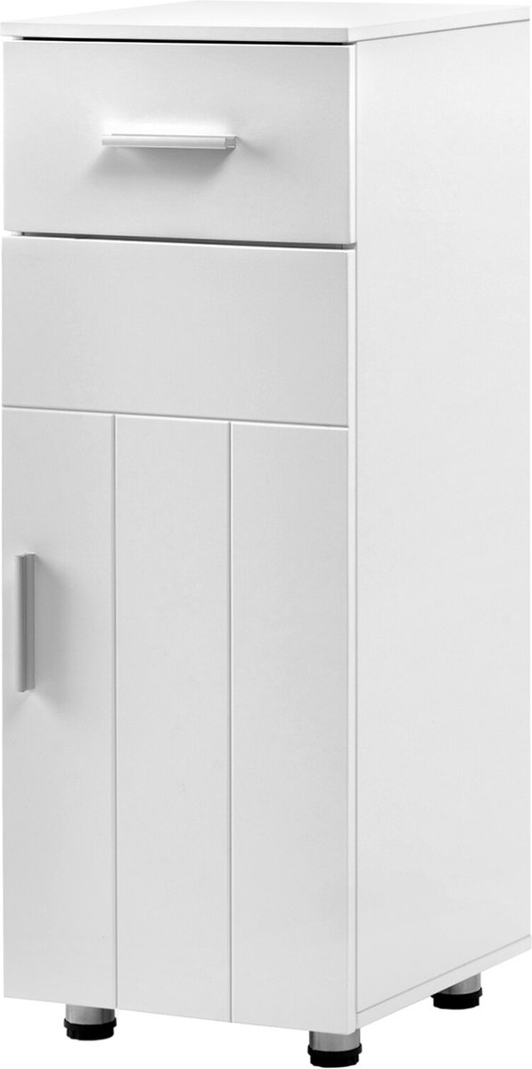 SoBuy BZR36-W Badkamerkast Hoge kast Opbergkast Badkamer Kolomkast met 1 Poly Rotan Deur, 1 Lade