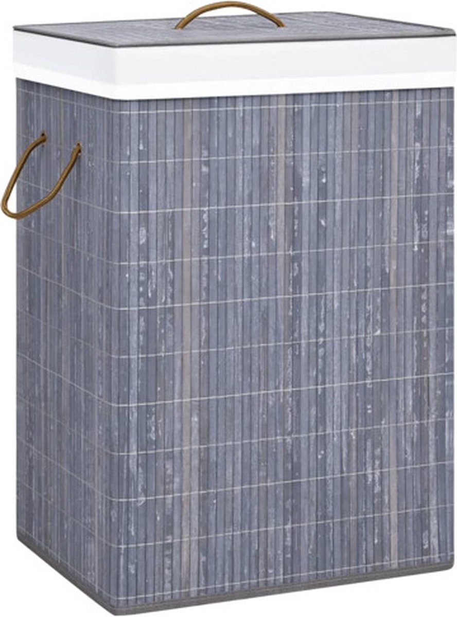 vidaXL - Wasmand - met - 2 - vakken - 72 - L - bamboe - grijs