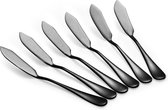 Set de 6 couteaux à beurre - Couteaux à tartiner - 14,5cm - Inox - Zwart