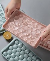 Ronde ijsblokjesvorm met deksel - 2 stuks - 66 perfect ronde mini ijsblokjes - roze - ø 1,5cm - stofvrij - plooibaar - bioplastic - ice cube - makkelijk te vullen - zonder morsen
