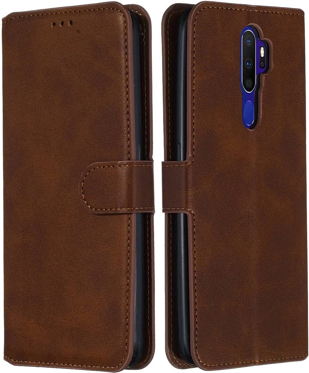 Bookcase Geschikt voor: Oppo A5 2020 / A9 2020 Bruin - portemonnee hoesje - ZT Accessoires
