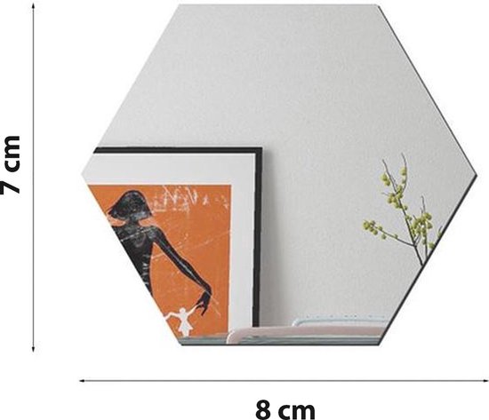 Spiegel Sticker Set - Wandspiegel - Spiegelsticker - Zilver - 12 stuks - Acryl - 70 x 40 x 80 mm - Decorsticker - Woonkamer Decoratie Spiegelende Sticker