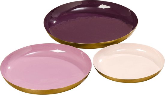 Set van 3 metalen schalen roze tinten