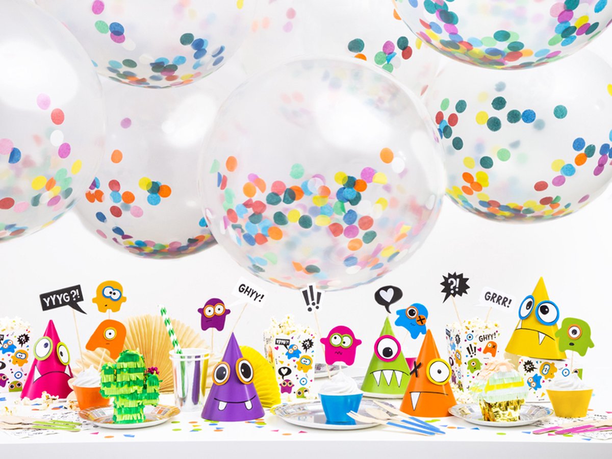 PartyDeco feesthoedjes DIY - monsters thema - party verjaardag hoedjes - punthoedjes — afbeelding 2