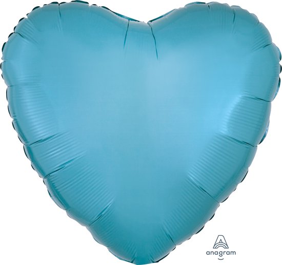 Amscan Folieballon Heart Caribbean Blue 43 Cm Blauw