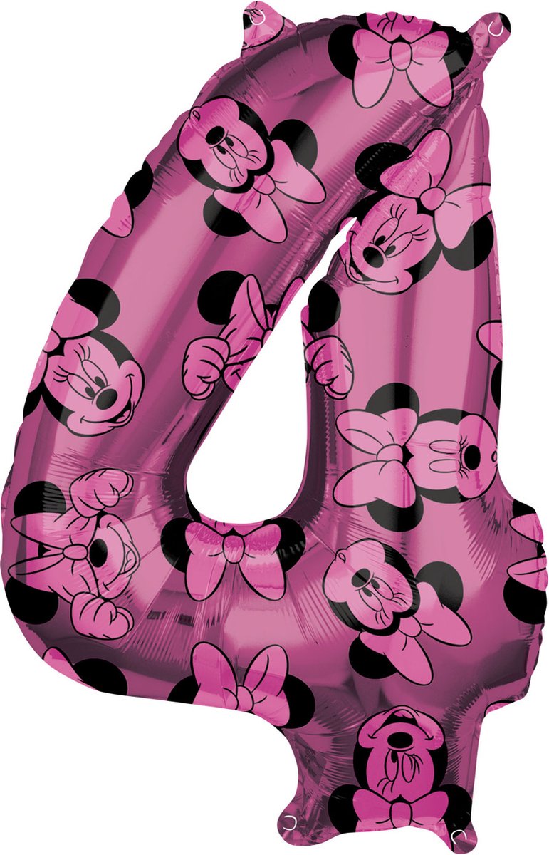 RIETHMULLER - Minnie cijferfolieballon 66 cm : cijfer 4