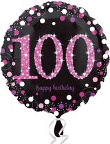 Folie ballon Sparkling 100 jaar roze
