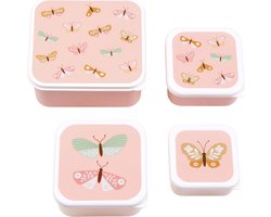 A Little Lovely Company - Brooddoos - Broodtrommel - Lunch & snack box set van 4 - Vlinders