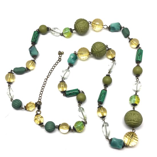 Ketting En Hanger Met 2 Verwisselbare Stenen, Art Deco, Ca.1930  HS1383 Het Wagenwiel Antiek 1