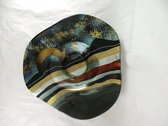 Glazen schaal - 46 cm rond - schaal hoed Sunrise - decoratief glaswerk