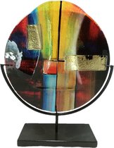 Glazen vaas - 39 cm hoog - ronde vaas - vaas Fire - handgemaakt - glaskunst
