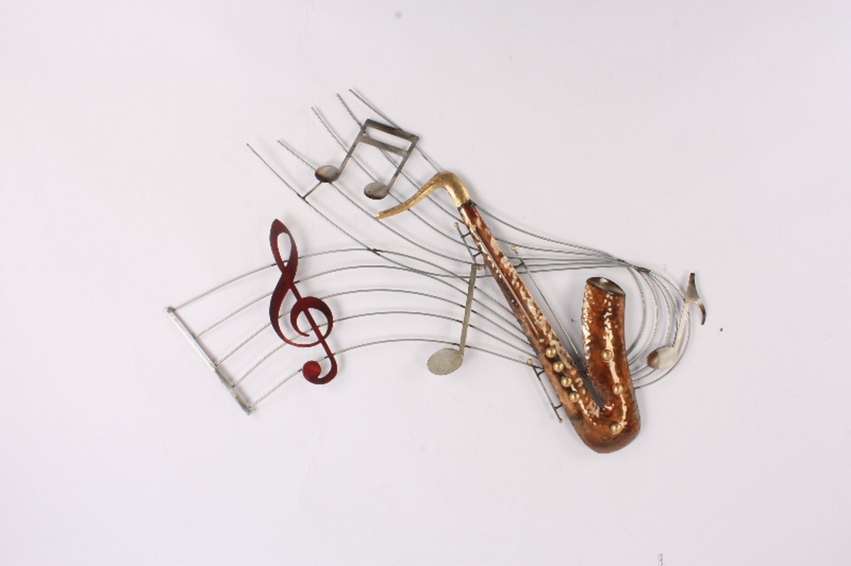 Wanddecoratie metaal - Saxofoon - 92 x 60 cm