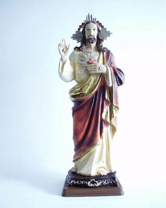 Sculptuur - 41 cm hoog - Jezus met brandend hart