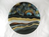 Glazen schaal - 47 cm rond - ronde schaal Sunrise - decoratief glaswerk