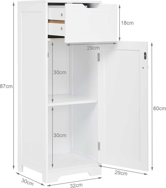 Lungo Badkamerkast | 170 Cm Lichtbruin Eiken Greeploos Front 3 Vakken 2 Lades 130159