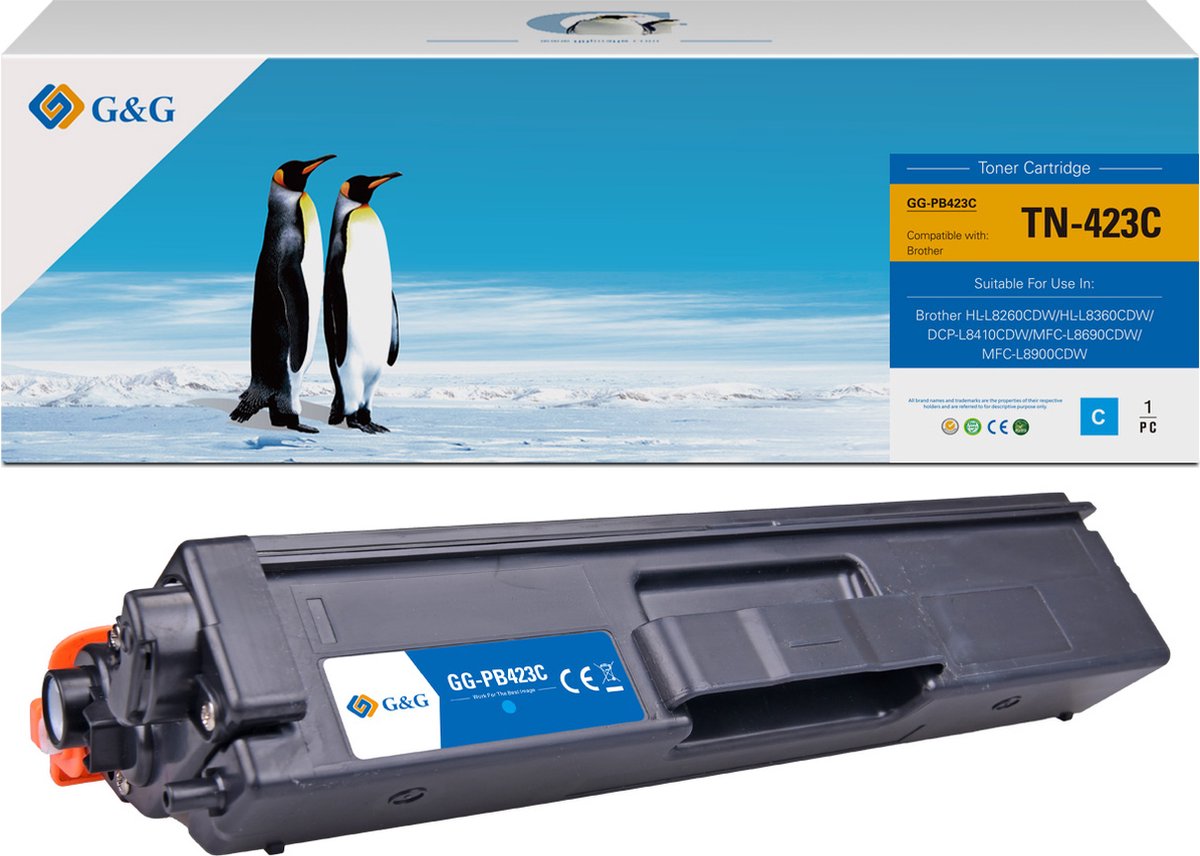 G&G TN423 toner Compatibel met Brother TN-423 Tonercartridge Cyaan 1 stuk(s) - Huismerk