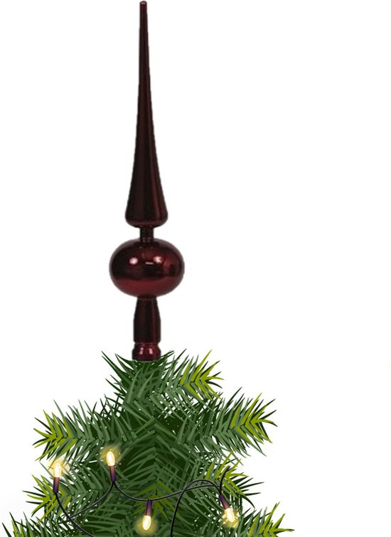 Piek/kerstboom topper - kunststof - bordeaux rood - H28 cm -  Kerstversiering | bol.com