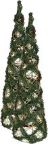 2x stuks kerstverlichting figuren Led kegel kerstbomen draad/groen 60 cm 30 leds