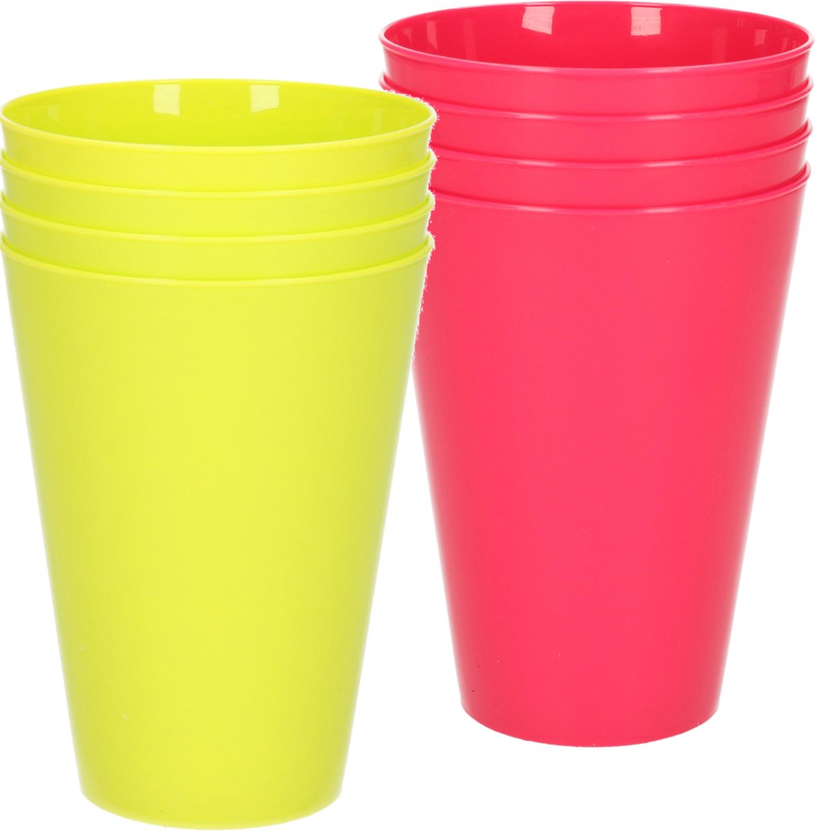 Goedkoopste 8x stuks onbreekbare kunststof drinkglazen 430 ML in het groen en roze - Camping/verjaardag/peuters/kleuters