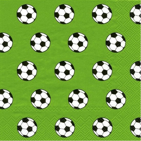 40x groen 3-laags servetten voetbal ballen 33 x 33 cm - Kleur/voetbal ballen thema