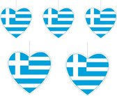 5-delige hou van griekenland versiering set hartjes van 14 cm en 28 cm - Landen vlaggen feestartikelen