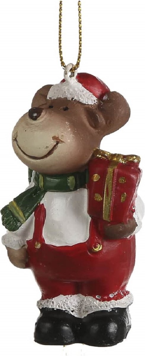 1x Kersthangers figuurtjes/kerstornamenten rendier beeldjes 8 cm - Kerstornamenten/kerstboomversiering