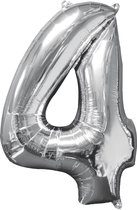 Amscan Cijferballon 4 Folie 45 X 66 Zilver