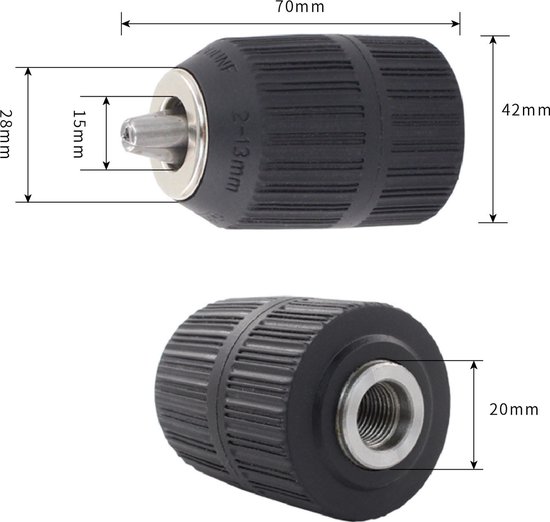 Keyless SDS Chuck 2-13mm capaciteit metalen sleutelloze draaibank