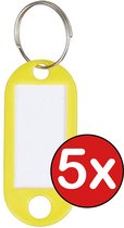 Porte-clés porte-clés étiquette de bagage porte-clés étiquette de nom colorée - jaune - 5 PACK