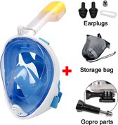Oceven Snorkelmasker | Inclusief Aansluiting GoPro | 180 Graden Zicht | Maat S/M | Blauw / Wit