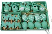 Pendentifs de décoration de Pâques - Turquoise - Plastique / Bois - 20 pièces - Env. 3 cm - Pasen - Branche de Pâques - Décoration de Pâques - Lapin de Pâques - Printemps - Décoration de fête
