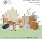 green-goose® Paquet d'entretien durable Yucon | 10 tampons de coton réutilisables | 3 lingettes nettoyantes pour le visage en fibre de chanvre | Trousse de Maquillage en fibre de chanvre