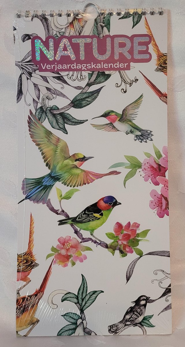 LIBOZA - Verjaardagskalender – Tekeningen van vogels en vllinders - Met Eco Pen - Zilver opdruk - Makkelijk beschrijfbaar – Ophangbaar - (Dieren)Liefde - cadeau - Verjaardag – Voor je moeder / Voor je vader – Cadeau – Sinterklaas - Kerstmis