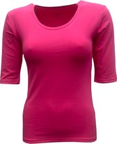 MOOI! Company - Dames T-shirt Joyce - mouwtje tot de elleboog - Aansluitend model - Kleur Carmin Rose - L