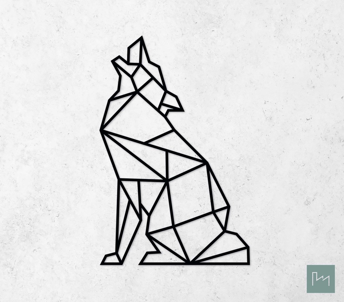 Laserfabrique Wanddecoratie - Geometrische Wolf - Small - Zwart - Geometrische dieren en vormen - Houten dieren - Muurdecoratie - Line art - Wall art