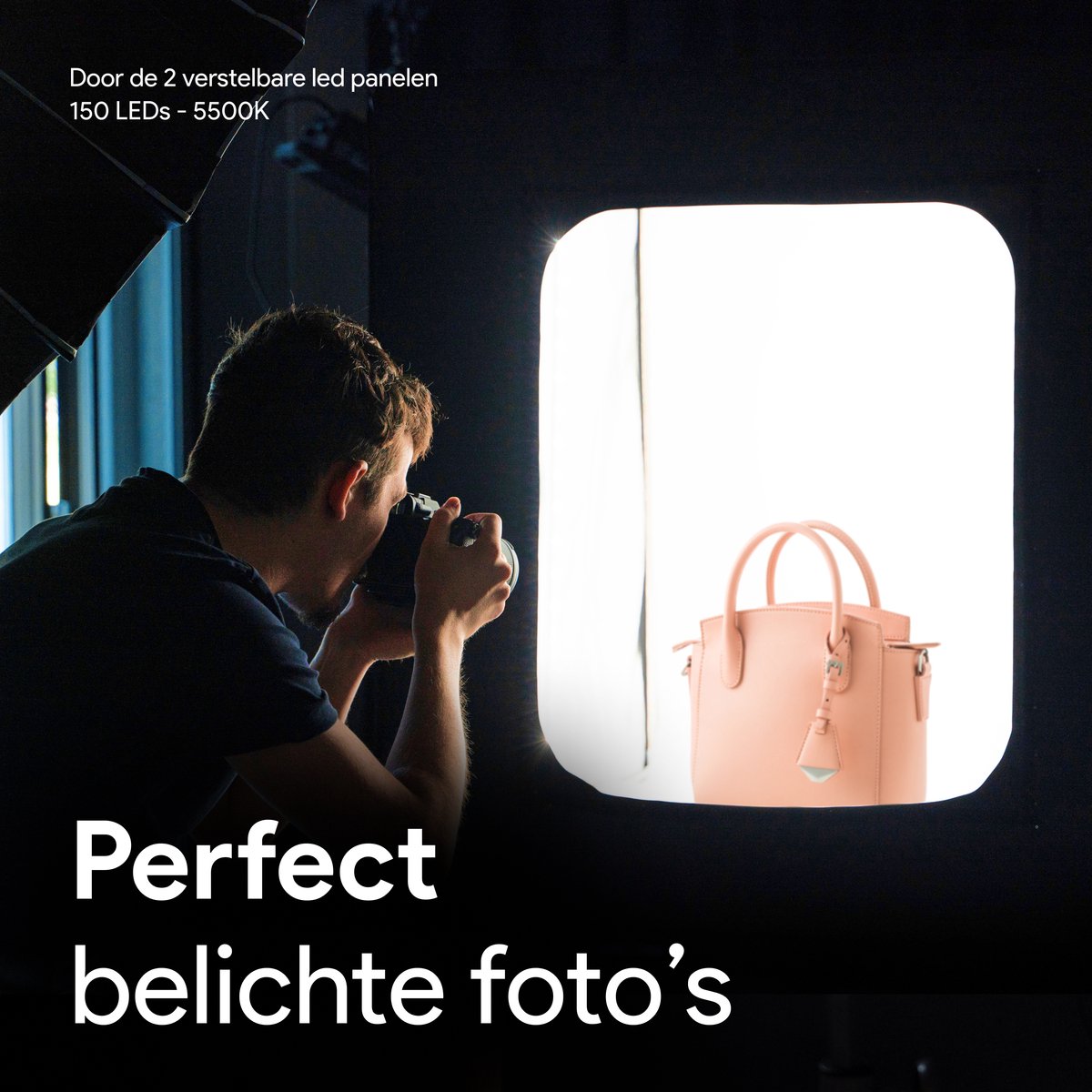 Yorbay Fotostudio Set 80 x 80 x 80cm CRI 95 LED-Fotobox Lichtbox Lichtwürfel Profi Fotografie Lichtzelt inkl. 4 PVC-Hintergrundfolien Mehrweg
