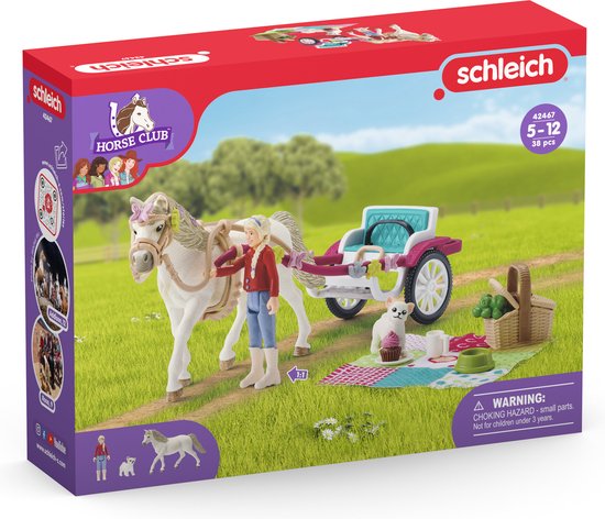 Verpakking van Schleich Horse Club koets met paard, amazone en toebehoren.