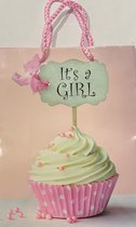 It's a girl - Uitdeelzakje - Goodybag - Babyshower - Kraamcadeau - Cadeauzakje - Cadeau inpakken - Girl - Roze - Cupcake - Zwangerschap - Zwanger - Feestje - Gender reveal - Roze muisjes - Tasje