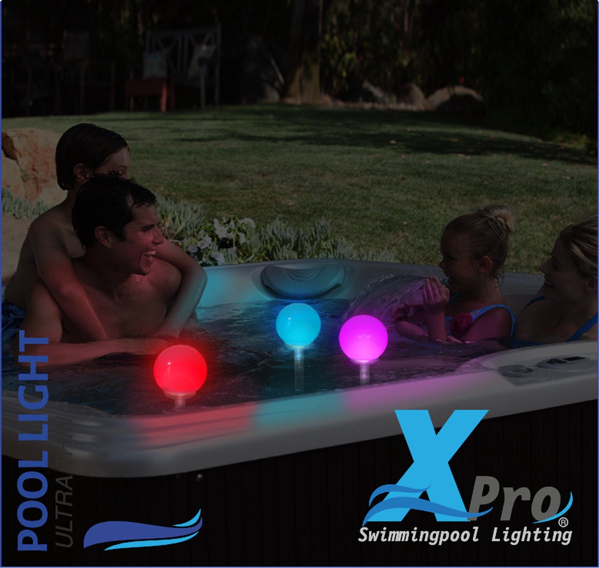 XPRO POOL | Solar zwembadlamp met thermometer ( met lichtbol )