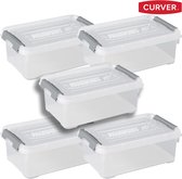 Curver Handy+ set van 5 transparante stapelbare opbergboxen 4L