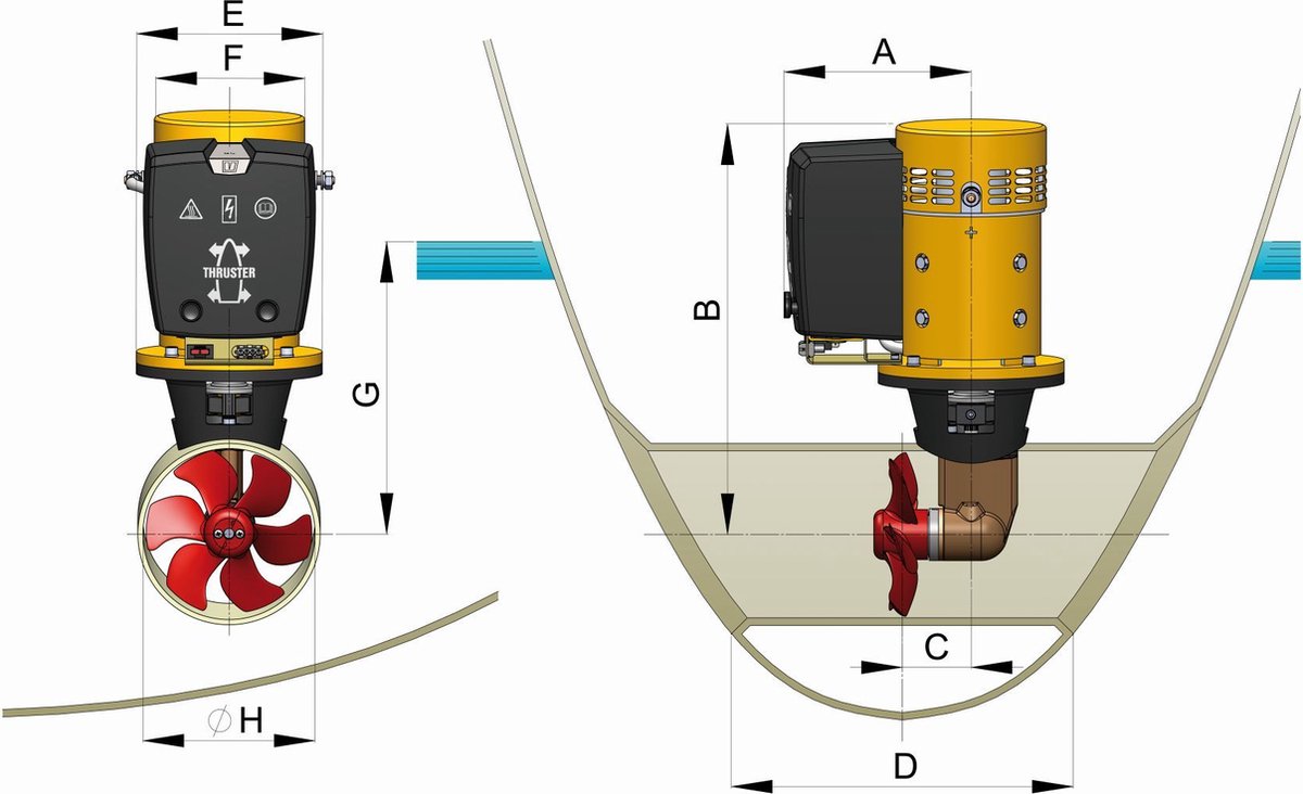 VETUS boegschroef 60kgf - 12V - tunnel 185 mm