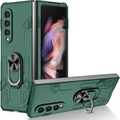 Magnetisch Hoesje Geschikt voor Samsung Galaxy Z Fold 4 | Kickstand Back Cover met Standaard | Telefoonhoesje met Ring | Beschermhoes met Magneet voor Auto Houder Groen