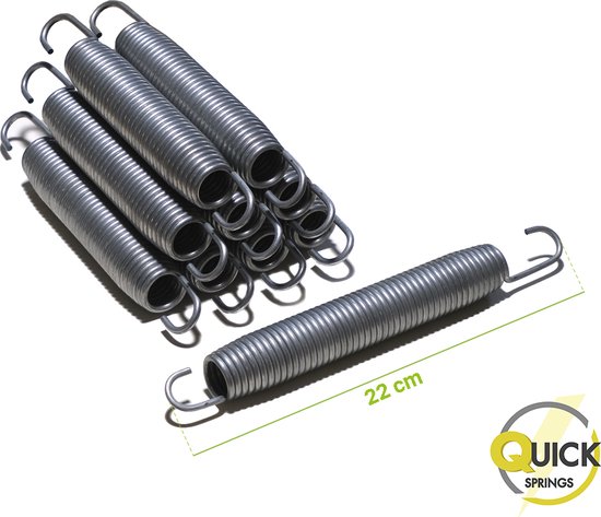 Universele Trampoline Veren - Etan® QuickSprings - Lengte 22 cm - Set van 50 stuks - Hoge Kwaliteit Trampoline Veer 220 mm - Roestbestendig - Extra Strak Opgespannen Voor De Hoogste Sprongen