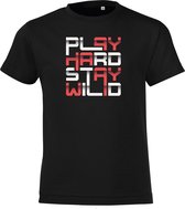 Klere-Zooi - Play Hard Stay Wild - Zwart Kids T-Shirt - 164 (14/15 jr)