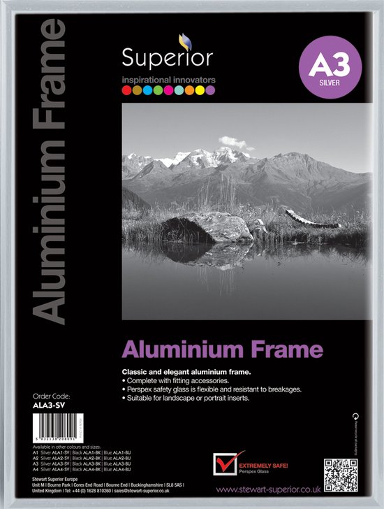 Seco fotolijst - A3 - zilver geborsteld aluminium - 11mm frame - SE-ALA3-SV