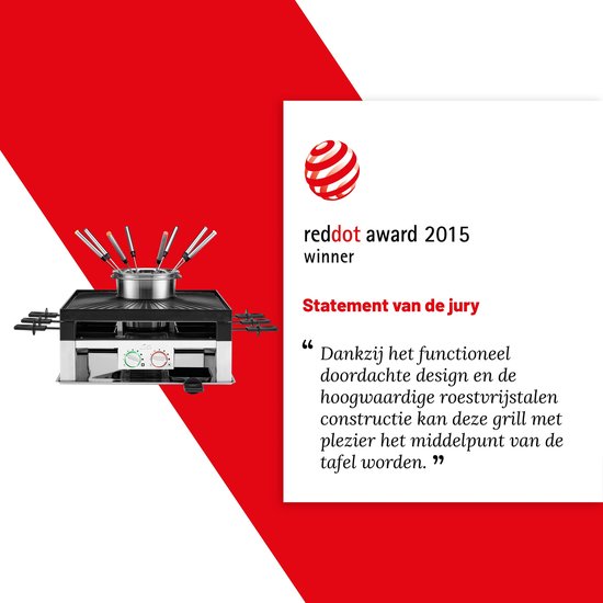 Solis Combi Tafelgrill 3 in 1 796 Gourmetstel 8 Personen - Fondue, Raclette & Grill - Fondueset - Anti Aanbaklaag - 1.3L Fonduepan - Zilver/Zwart — afbeelding 3