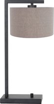 Lampe de table Steinhauer Stang - 51 cm de haut - E27 - cordon inclus - noir avec abat-jour beige