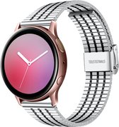 YONO Miami Schakel Bandje 20mm - Metalen Horlogebandje geschikt voor Samsung Galaxy Watch 6 / 5 / Pro / 4 / 3 / Active 2 - Polar Ignite / Unite – Huawei - Zilver / Zwart