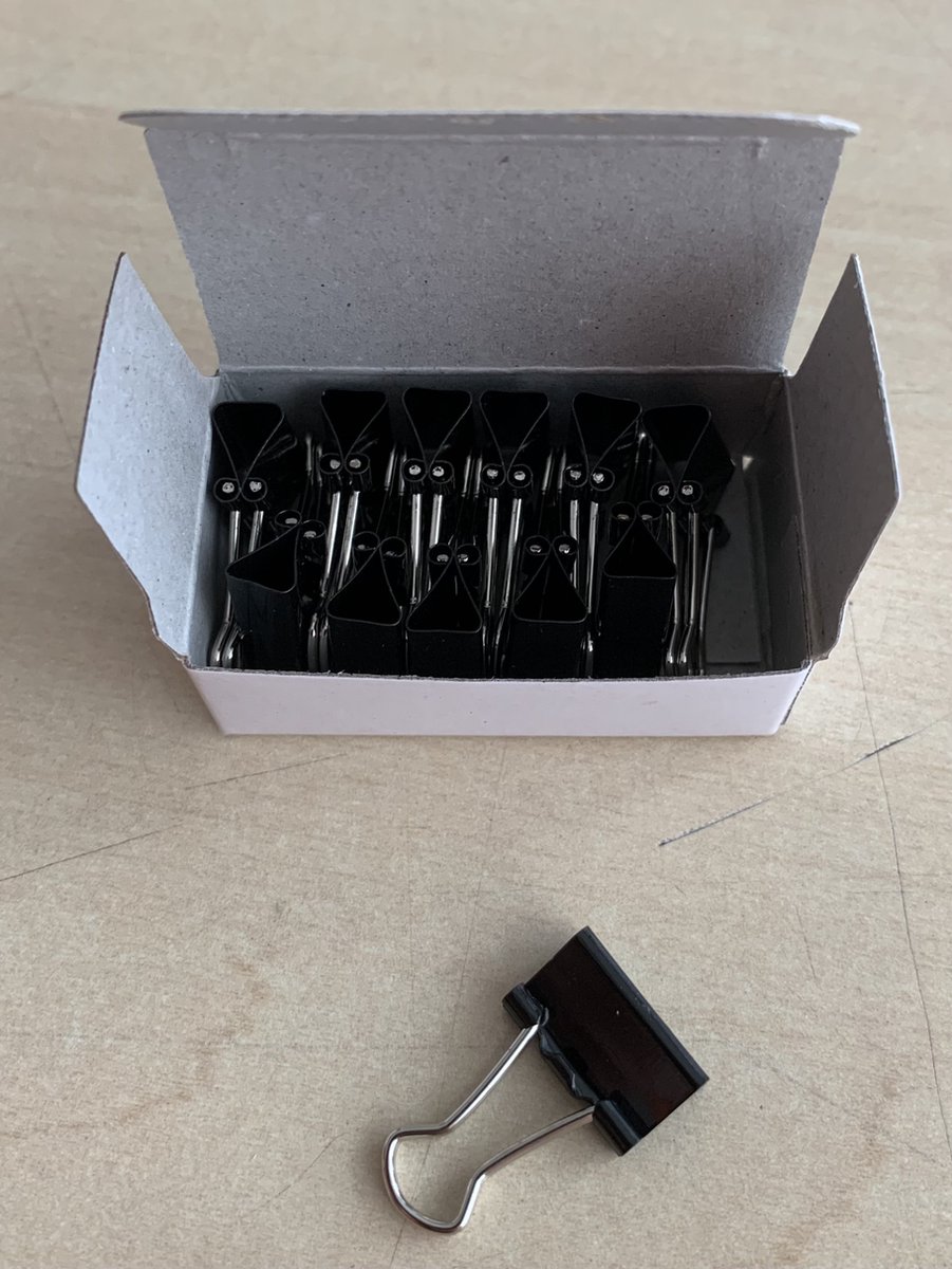 Papierklem maul 213 foldback 16mm zwart 12 stuks